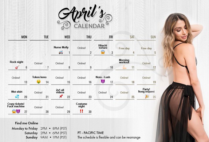 April&rsquo;s calendar and schedule 😘 https://t.co/BpFvfcuJHN<a href="/tag/fridaythe13th"class="tags"><span>#fridaythe13th</span></a><a href="/tag/friday13th"class="tags"><span>#friday13th</span></a>