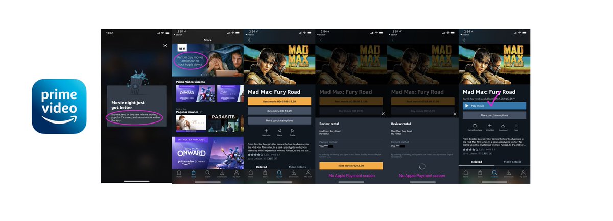 rjonesy's tweet image. Wow it&apos;s true.

Amazon Prime Video now avoids Apple’s payment system and ostensibly the 30% fee. You pay directly to Amazon.

Change was made server-side without an app update. This is huge news either way.