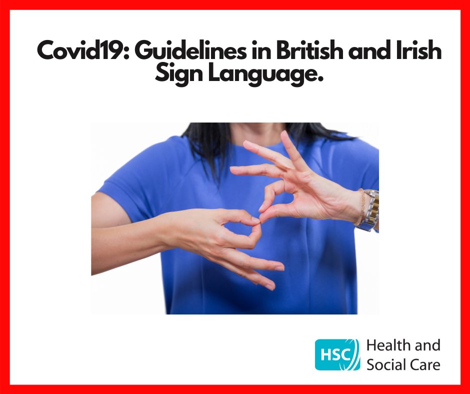 Health and Social Care Northern Ireland (@hsc_ni) on Twitter photo Guidance from <a href="/publichealthni/">Public Health Agency</a> for households with possible #coronavirus (COVID-19) infection is now Sign Language.
To access these videos, click on the following links:
British Sign Language buff.ly/3avDqbA
Irish Sign Language buff.ly/3bHmFu7
#StayAtHome Guidance from <a href="/publichealthni/">Public Health Agency</a> for households with possible #coronavirus (COVID-19) infection is now Sign Language.
To access these videos, click on the following links:
British Sign Language buff.ly/3avDqbA
Irish Sign Language buff.ly/3bHmFu7
#StayAtHome