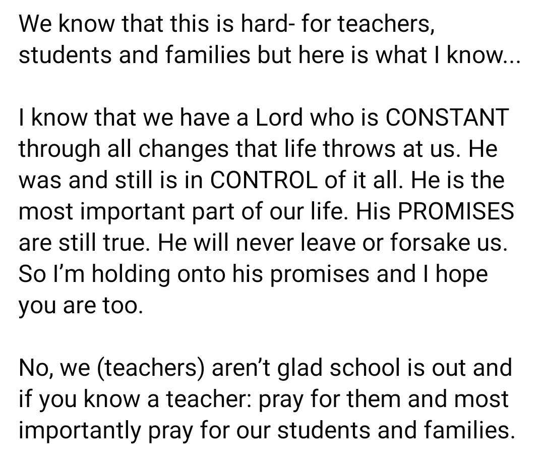 kevinsmith_tcnc's tweet photo. School is NOT out. 
Teachers are NOT resting. 

Children need resources &amp; support to keep connected &amp; keep learning. Teachers devoted to them are working harder than ever.

Please ponder this thoughtful, passionate plea. Pray for teachers who are working for you. #ncschoolheroes https://t.co/DkiX7EkEFB