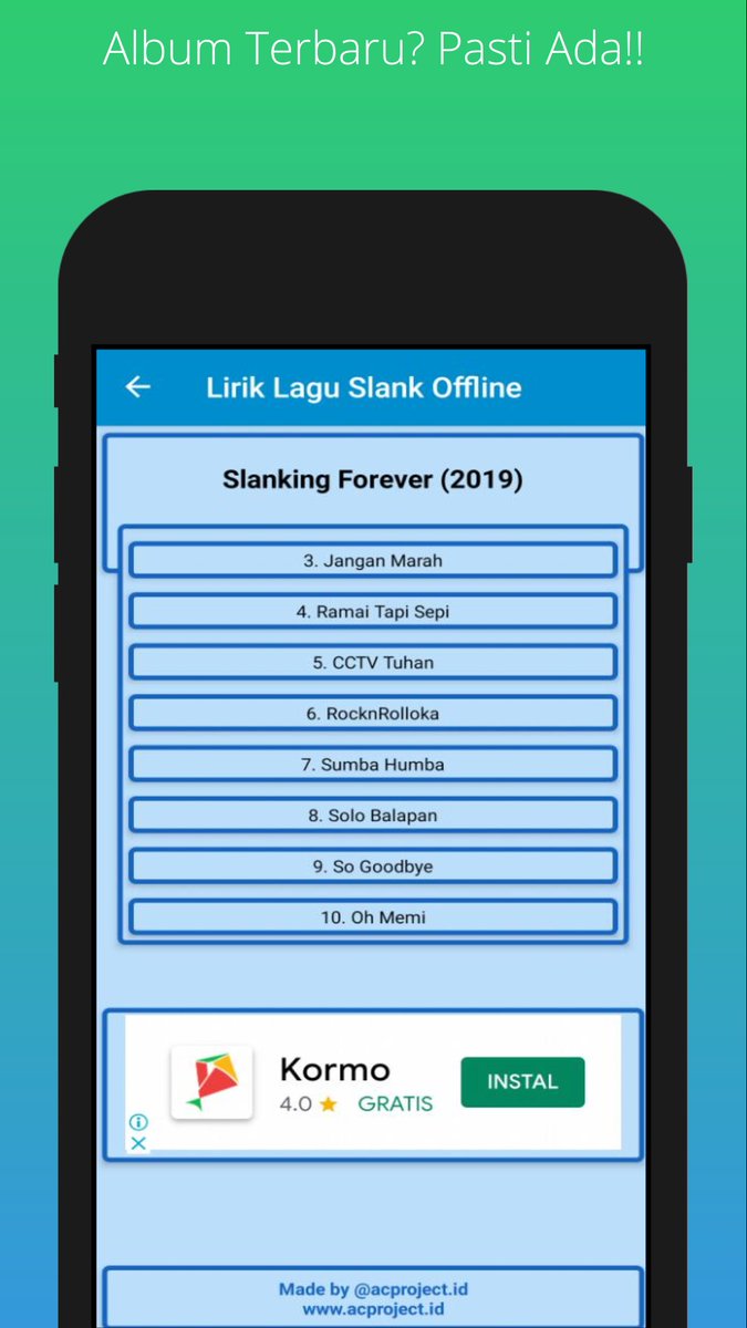 Kini Hadir Aplikasi Lirik Lagu #SLANK secara Offline alias kalian bisa menggunakan tanpa koneksi internet Guys.

Tunggu Apalagi Download Aplikasi nya di Playstore Sekarang ~> play.google.com/store/apps/det…

Bantu Sebarkan Guys, Biar Slankers Seluruh Dunia Mengetahuinua... #PISS