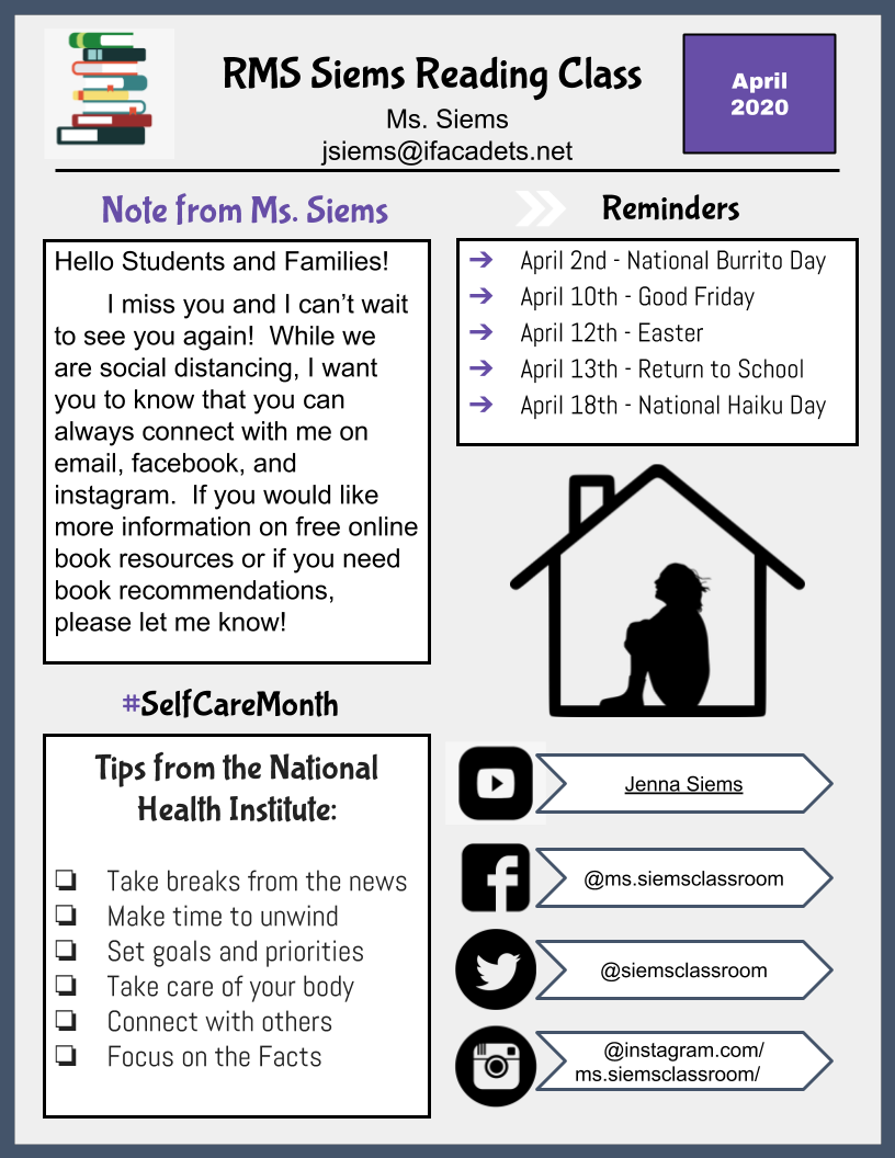 siemsclassroom's tweet photo. April Newsletter Page 1 📚💐🐰 https://t.co/Iyf5jfuUBC