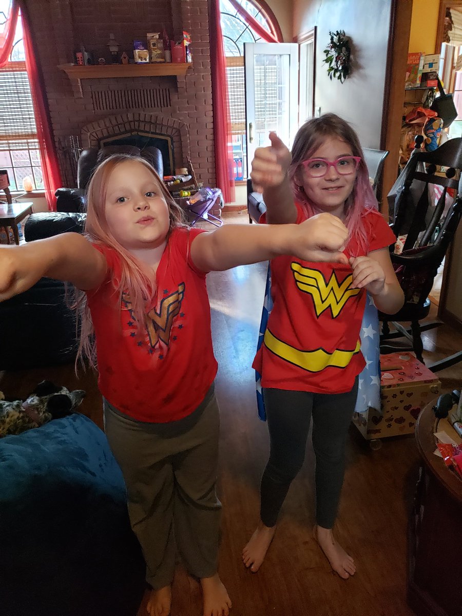 Lizb002's tweet photo. Supper hero day, we are all Wonder Woman!  Thank you to grandma Jane for doing school work today,  while I was at chemo.  #EFVirtualSpiritWeek https://t.co/rFniCFMCEp