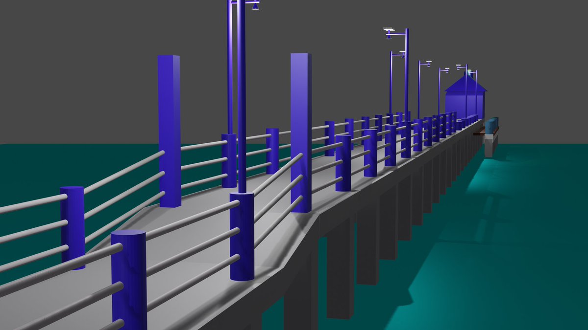 BlenderPunkArt's tweet photo. A lowpoly model I made of the local pier. Made in Blender 2.8.
#BlenderPunk #blender #blender3d #pier #primatives #3dmodel #cgi #lowpoly https://t.co/rV3C6MYSx8