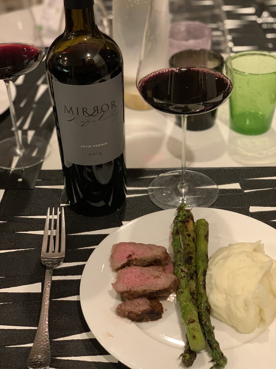 CantineWine's tweet photo. #SocialDistancing with a little steak and ⁦@MirrorWine⁩ Petite Verdot at home #wineODYSSEY ⁦@RickMirer⁩ ⁦@GramercyCellars⁩ ⁦@DrewBledsoe⁩ ⁦⁦@doublebackwine⁩ ⁦@kirkvenge⁩ ⁦@Jmacd1⁩ https://t.co/JKDCbjfPIU