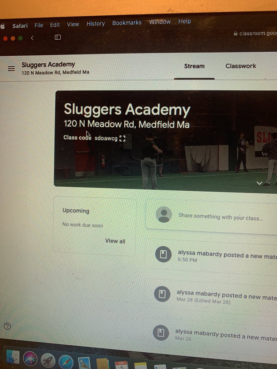 More and more things added to our google classroom page this week! Code reset for you all (in the picture) and here - sdoawcg #stayconnected <a href="/SluggersFury/">Sluggers Academy Fury Baseball</a>