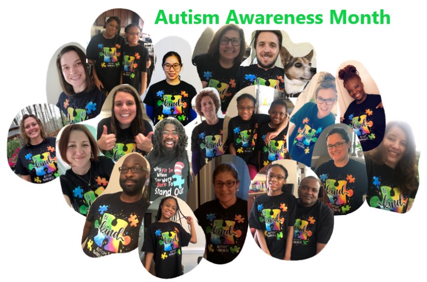 April is Autism Awareness Month! We couldn’t get a group photo so a collage will have to do! #bekind #austimawareness 🧩 @Green_Hope_High