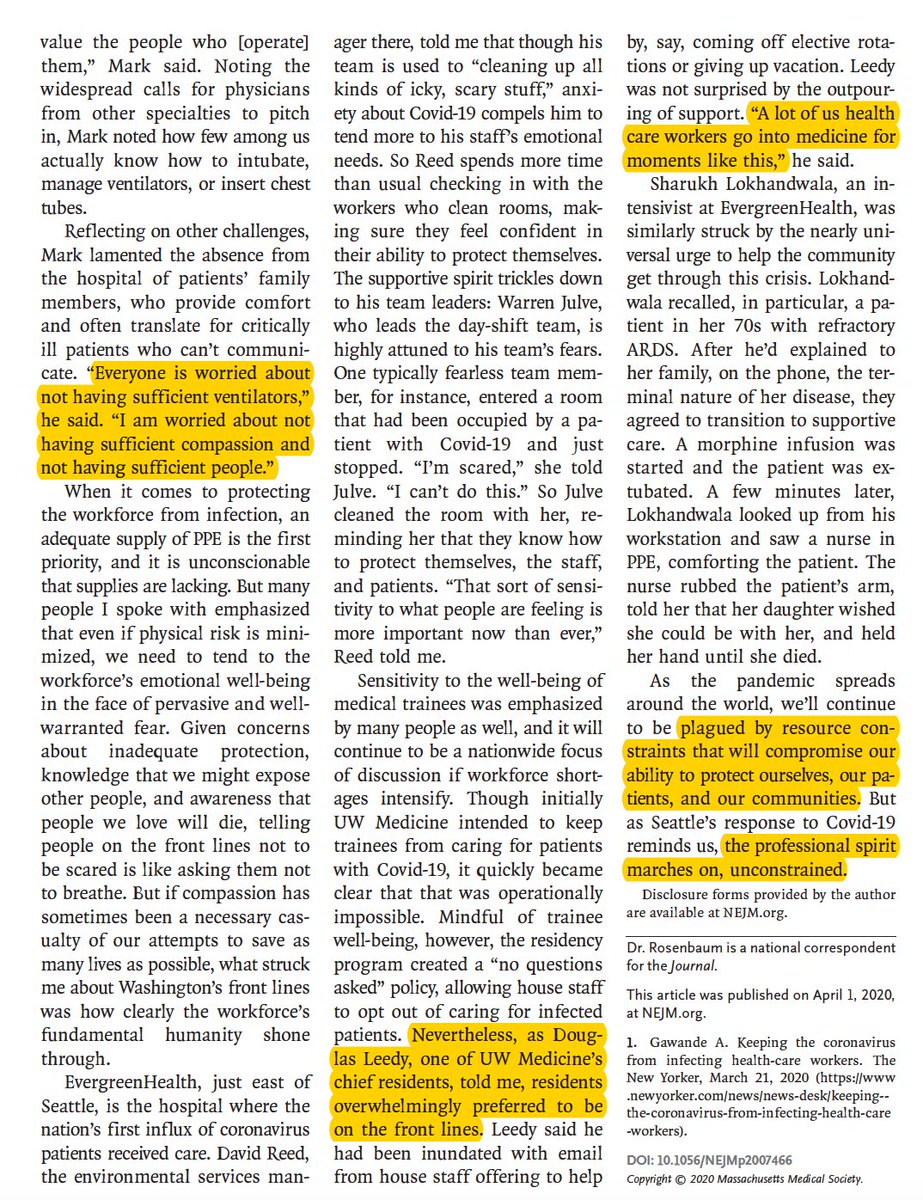 EricTopol's tweet photo. A window to a bright side of #COVID19: the humanistic #healthcare pros on the front lines
“Everyone is worried about not having sufficient ventilators. I am worried about not having sufficient compassion and not having sufficient people.”
--@nickmmark
@NEJM by @LisaRosenbaum17 https://t.co/rb7DNh2cWf