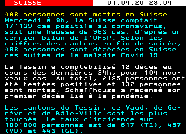 H88 personnes sont mortes en Suisse