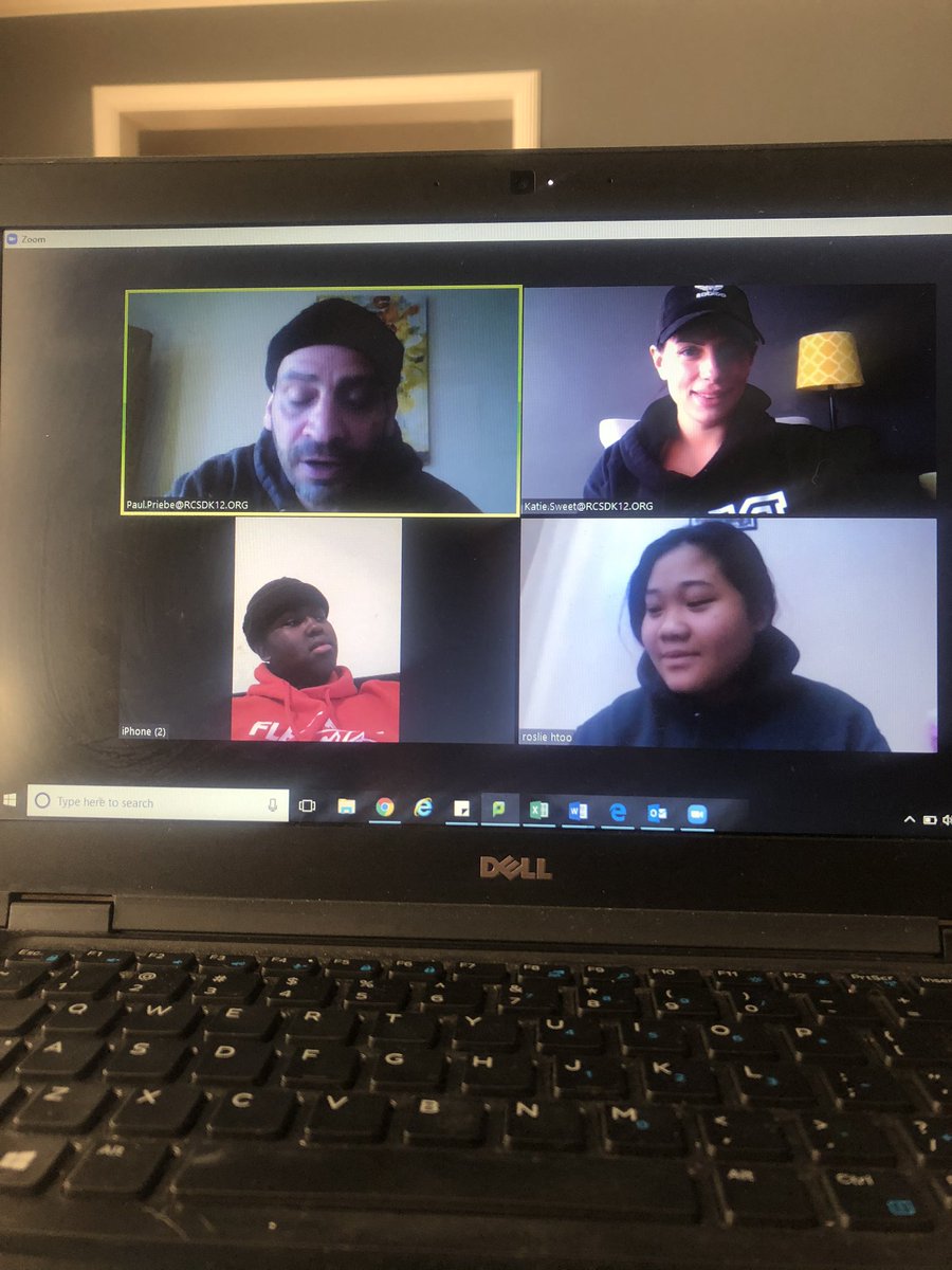 MsKatieSweet's tweet photo. Zoom meeting with Mr. Preibe and some of our 2nd period U.S History students. Next zoom meeting for 2nd period will be Friday April 3rd at 3:00. RIA students spread the word!!! #WeareRia #nessesary #RiaProud #RiaStrong @MaryAndrecolich @RCSDRIA https://t.co/0d9wylAJ5M