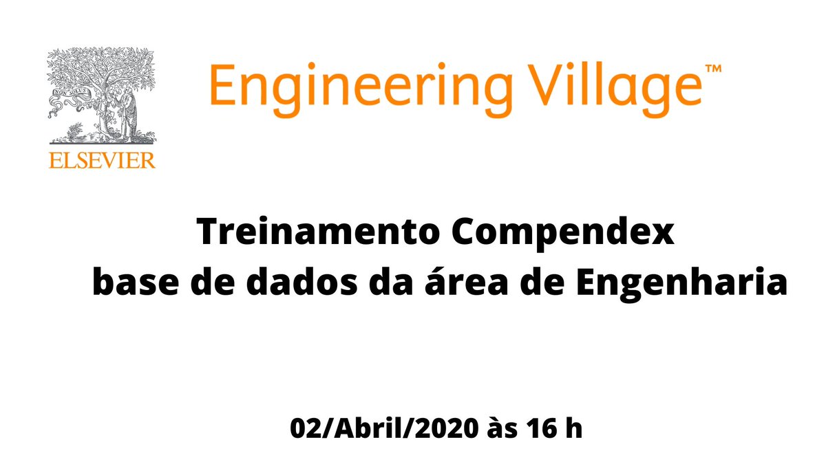 SIBI_UFRJ's tweet photo. A equipe da Divisão do Centro Referencial do SiBI em parceria com a equipe da Elsevier irá oferecer o treinamento online na base de dados Compendex, dia 2 de abril às 16h.

Para mais informações: https://t.co/ENh8Sl0CnB

#treinamento #sibiufrj #compendex #elsevier https://t.co/qYLZpJNKuF