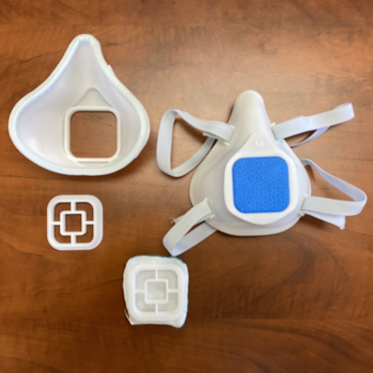 Happy to report that we’ve developed a 3-D printed mask. Passed N95 equivalent fit-test with Bitrex (surgical wrap as filter, readily available). Wearable all day. Mask can be resterilized/reused. Nylon-12. Thanks to  @Intermountain3D for co-development.  #COVID19  #PPE