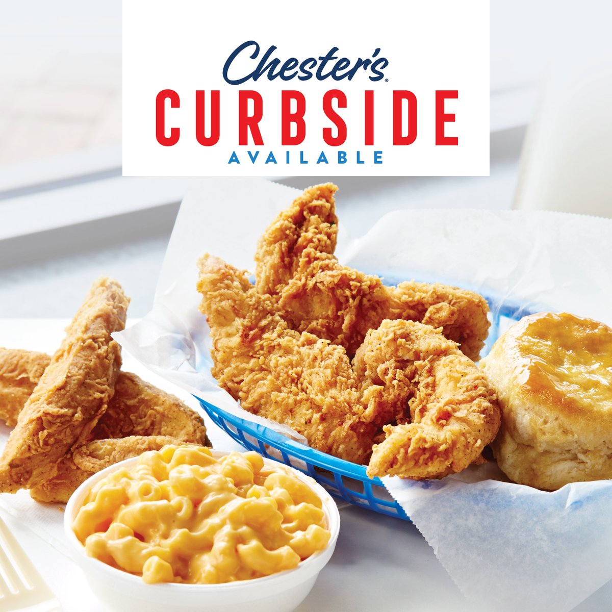ChestersIntl's tweet photo. CRISPY FRIED — READY TO RIDE! We are OPEN FOR CHICKEN. Stop by Chester's for chicken that’s FRIED + READY! #ChestersChicken #OpenforChicken https://t.co/8V3BsyjIdu