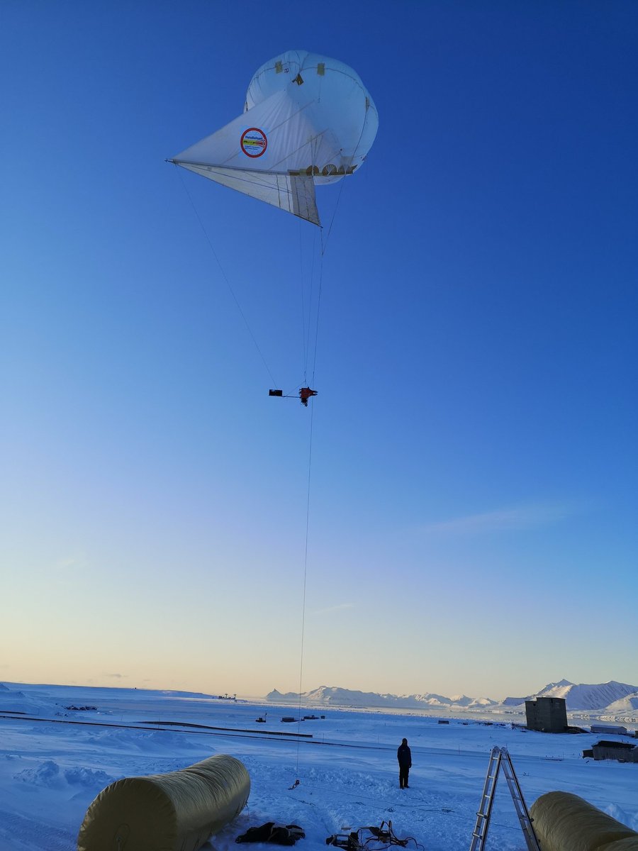 HoloBalloon is measuring again in #NyAlesund to measure Arctic clouds despite all the obstacles. Great work  of Julie Pasquier, Jörg Wieder and Guangyu Li. #NASCENT #Arctic