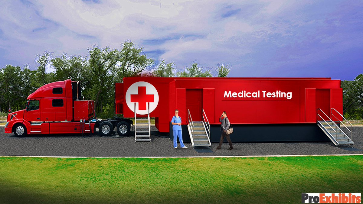 ProExhibits's tweet photo. MEDICAL MOBILE SOLUTION 🏥 We can convert a 53-ft expandable truck trailer to a clinic, outfitted to handle #hospitaloverflow and easily relocated. See more #COVID19 solutions ➡️ https://t.co/oG3f3tjGqv #mobileclinic #mobilemedicalcenter #temporarystructures #emergencystructures https://t.co/no0YM1Y4Sp