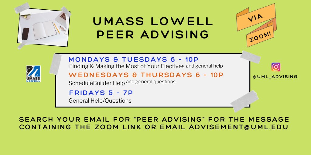 uml_advising's tweet photo. Need some peer guidance? Check out these #peeradvising sessions. #umladvising https://t.co/nYbzFQyiZL
