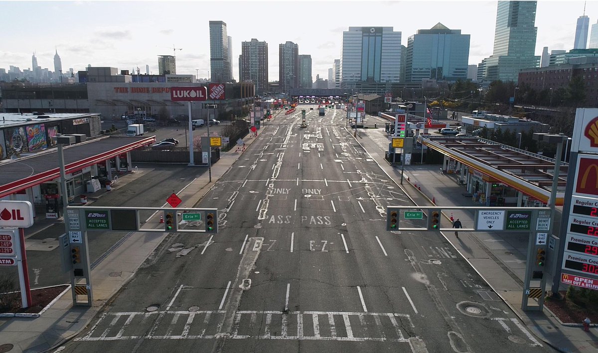 If you've ever driven into NYC via the Holland Tunnel, you know how jaw-dropping this photo is.
This is what it looked like today during what would’ve been the height of rush hour.
It was taken by <a href="/northjersey/">NorthJersey.com</a>'s phenomenal drone team of <a href="/DanielleParhiz/">Danielle Parhizkaran</a> &amp; @spotnewsphotog.