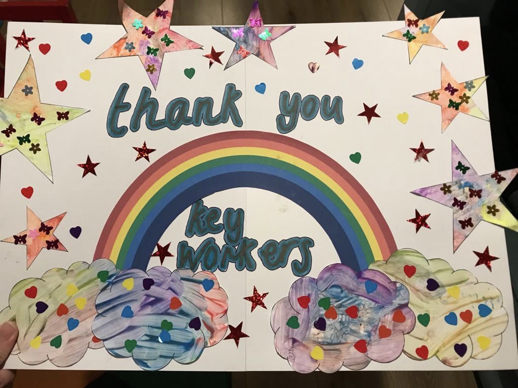 KateGortonGMB's tweet photo. Me and my daughter have made this to put in our window for the key workers. Thank you for everything you do, and make sure you join a union! @GMBWestMidlands https://t.co/pONZKmfS9N