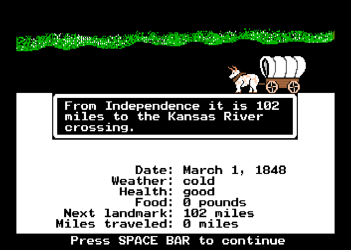 A game you were almost REQUIRED to play in school, The Oregon Trail: https://archive.org/details/msdos_Oregon_Trail_The_1990