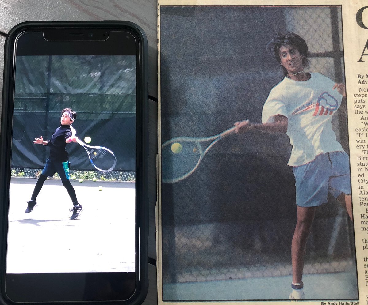 unnoppet's tweet photo. Old article of me(1989) and Beck today (2020) #usta #forehand #westerngrip #openstance https://t.co/GNpIxu4L9A