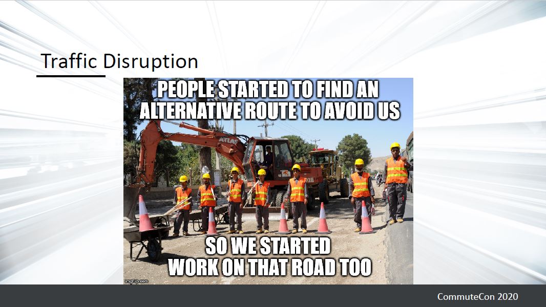 Also well established: disruptions to commute routes leads to more openness to mode shift [Fujii et al 2001; VanWynsberghe et al 2011; Jones et al; Friedman et al 2001]  #CommuteCon2020 6/n