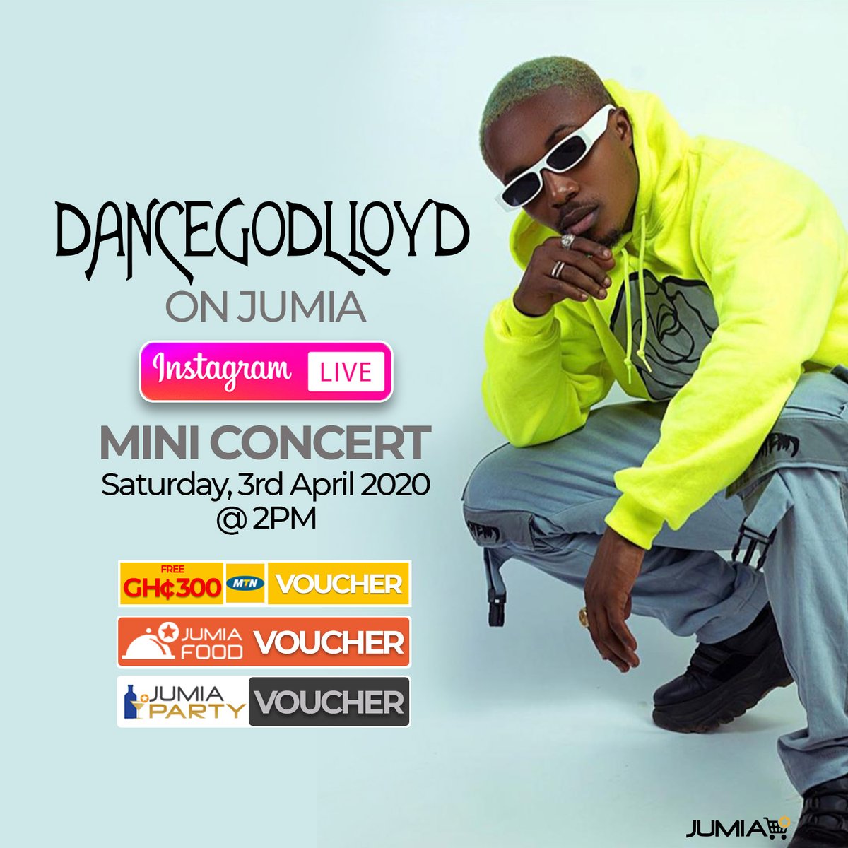 JumiaGhana's tweet photo. @dancegodlloyd takes over Instagram Live on Saturday, 3rd April 2020. Mark your calendars cos Dancegodlloyd is taking us to the dance class this Saturday. #StayEntertainedWithJumia https://t.co/ujOno1Rqwd