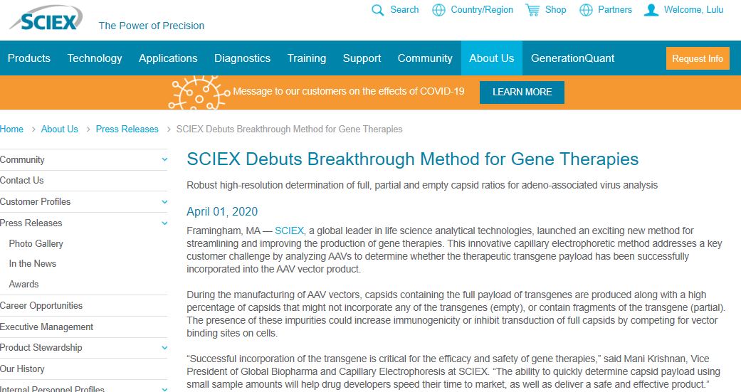 Today, we debuted a breakthrough method for #genetherapies for the robust high-resolution determination of full, partial and empty capsid ratios for adeno-associated virus analysis. Announcement here: ow.ly/bgoK50z2Hen