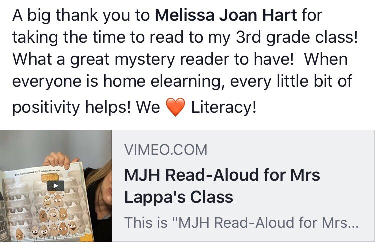 We have the BEST teachers who bring us together when we feel so far apart-creating special moments to remember. Thanks <a href="/MelissaJoanHart/">Melissa Joan Hart</a> <a href="/taralappa/">MrsLappa</a> and all our teachers for keeping connections and the love of learning alive for kids. We ❤️ you. #inspired <a href="/WPSCMSocial/">CM Live</a> #WiltonWayCT
