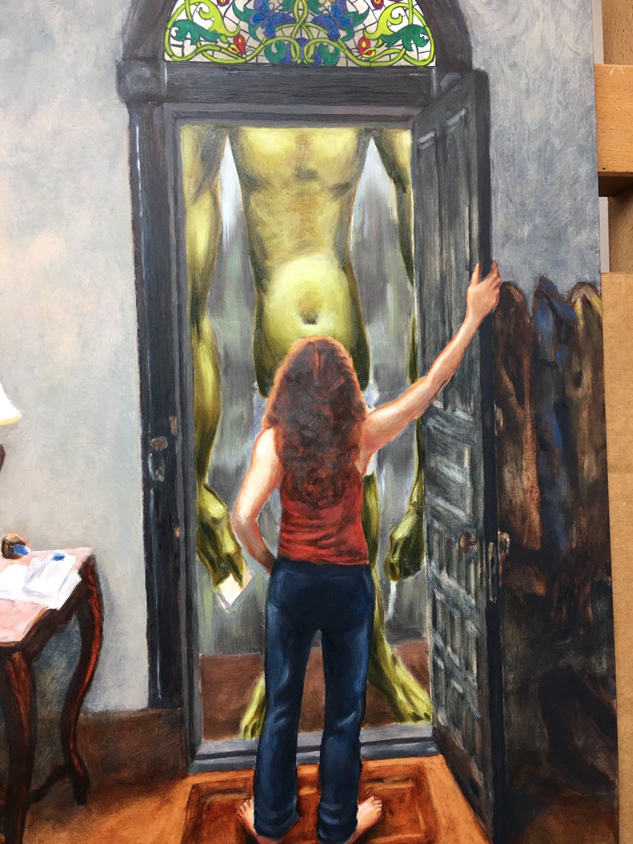 AchronalA's tweet photo. A new layer of troll! Transparent glazes of #FlakeWhite, #BurntUmber, #CobaltYellow (#Aureolin), Green Gold, and #CobaltGreen to make its skin more realistic and its contours more 3D
https://t.co/f7cip0PQza
#OilPaintingWIP #ClassicalMythology #ClassicalRealism #FantasyArt https://t.co/iVmc5G4CNU