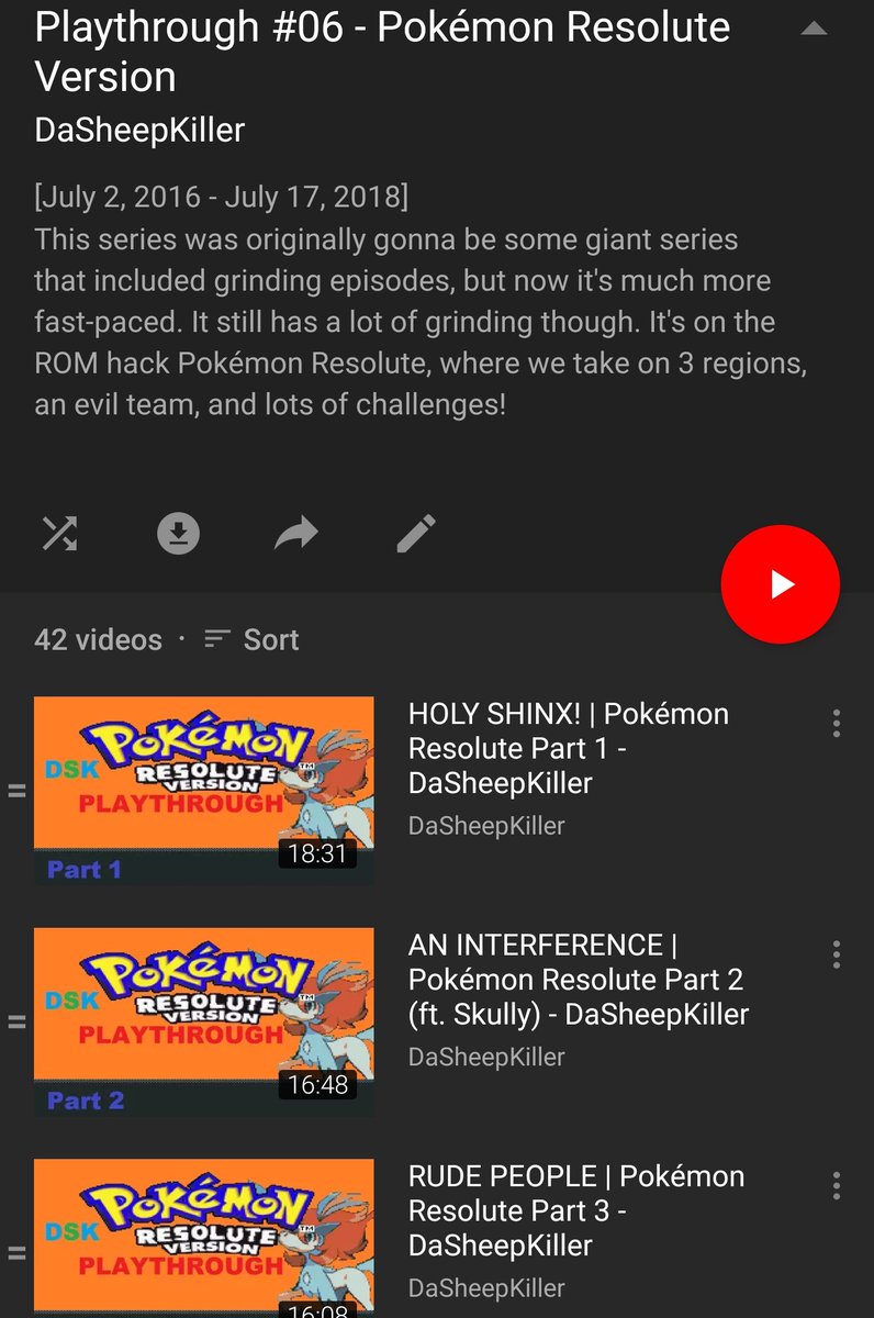 Pokémon Resolute:This was originally gonna be my biggest series ever, but I ended up not liking the hack as much as the other ones so I instead structured it like the Light Platinum episodes. This series did relatively well, though I don't know if it's worth going back to.