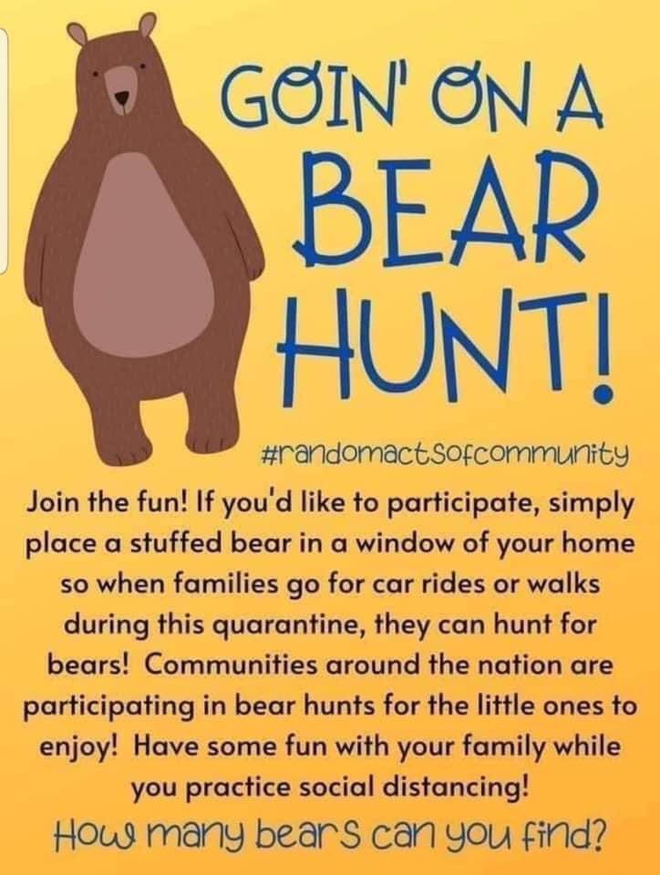 Nicole_BCAdm's tweet photo. This works even better since I work for @bloomfieldedu and we have a Bear for a mascot! #bearhunt #randomactsofcommunity @Go_BCBears #mascots #highered #SocialDistancing https://t.co/eReGViTU0f