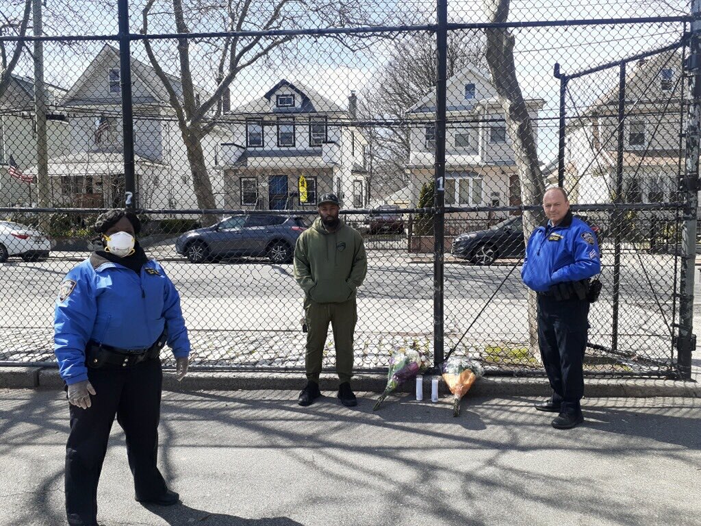 NYPDQueensSouth's tweet photo. Today my comm-affairs team &amp; JHS IS8 custodial staff laid flowers &amp; candles in memory of SSD Officer Sabrina Jefferson. Rest In Peace L3 you will be truly missed by many.💔Thank you for your dedication to protect &amp; serve NYC children. @DOEChancellor @NYPDSchools @blackforest162 https://t.co/Ar2POGRtED