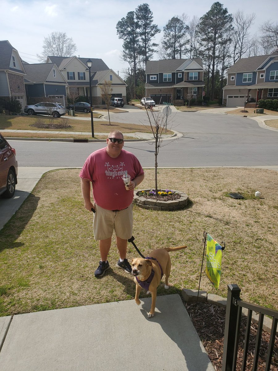 CoachAllenDDMS's tweet photo. Wearing #redfored and taking my dog Bella for a walk for #DDMSVirtualSpiritWeek. Hope everyone else is getting outside for #walkingwednesday . @DDMSBuzz https://t.co/80w0idfXjR