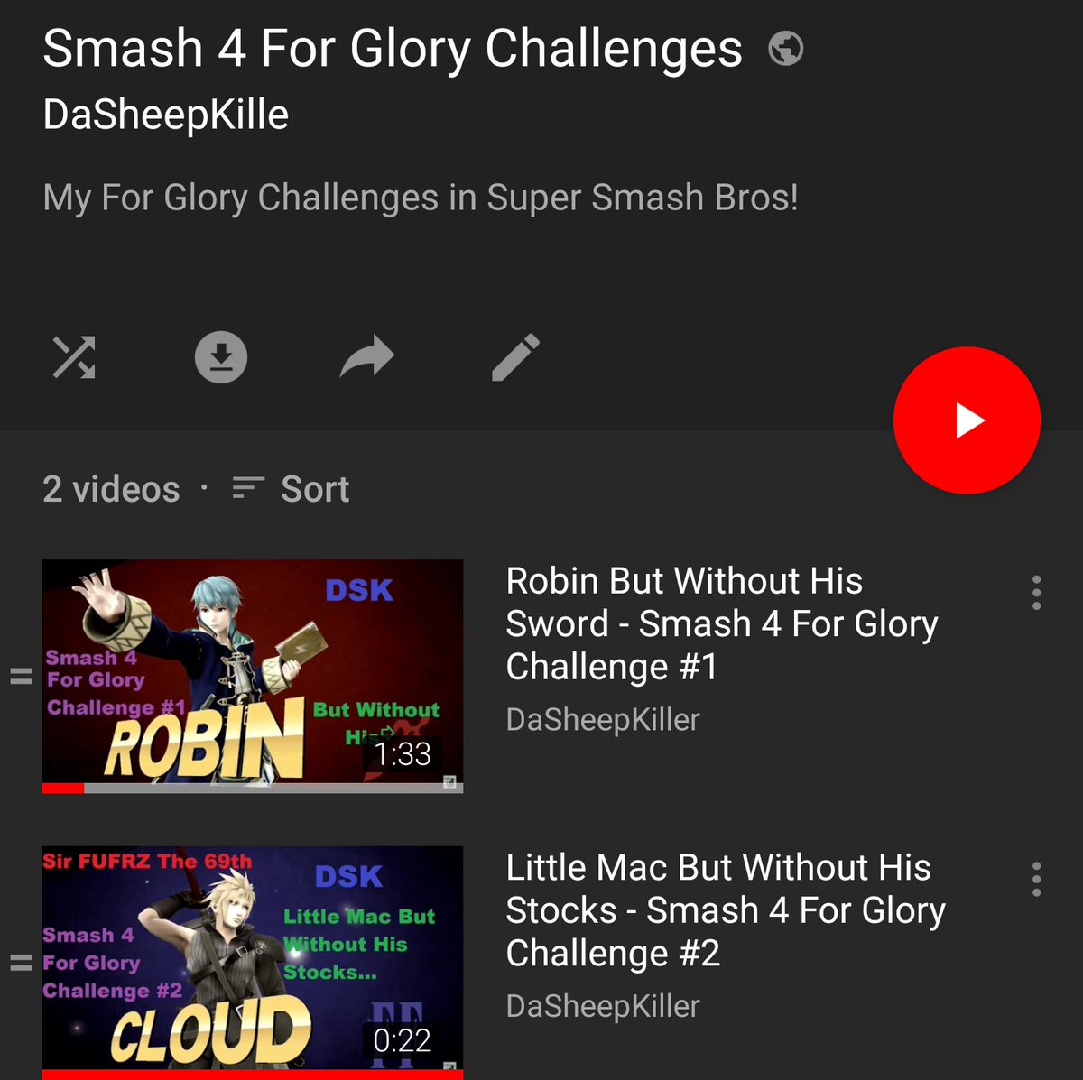 Smash 4 For Glory Challenges:I tried to do challenges on For Glory back in the Smash 4 days, but it didn't really go anywhere. I could bring this concept back with Ultimate if you guys are interested.