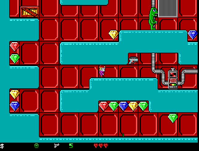 DOS had a lot of unique simple-to-pick-up platformers, and one I particularly love is Crystal Caves. You're collecting gems in short small levels, avoiding alien baddies and natural hazards along the way, with some unique power ups to keep it fresh.  https://archive.org/details/CrystalCaves