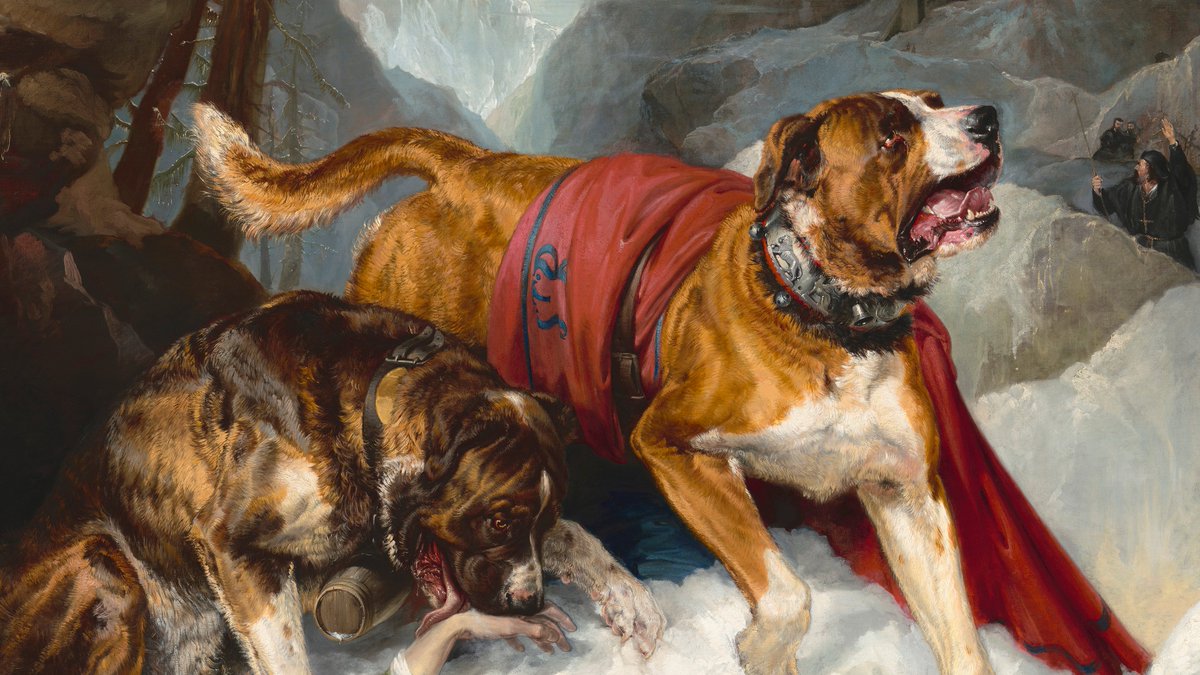 ngadc's tweet photo. A St. Bernard with a cask on its collar has become a popular motif in popular culture. It is possible that this painting is the first appearance of that image. https://t.co/Y59MFp5igz