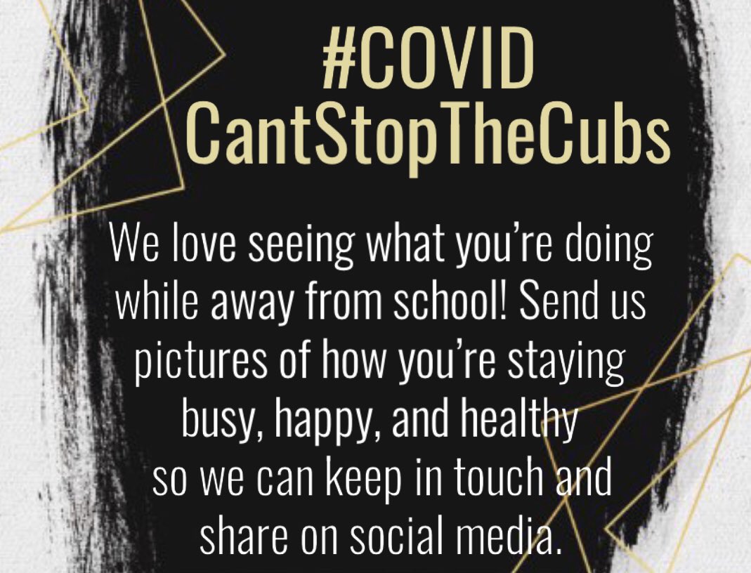RTC_HS's tweet photo. Keep in touch and spread the joy by sharing your photos with us! Email Mrs. Kuecker (rkuecker@rtcisd.net), or share via Remind, to bring a smile to someone’s face 🖤

#COVIDCantStopTheCubs
#CubsKeepCalmAndCarryOn
#RTCProud
#RTCStrong https://t.co/pxp0znRxu4