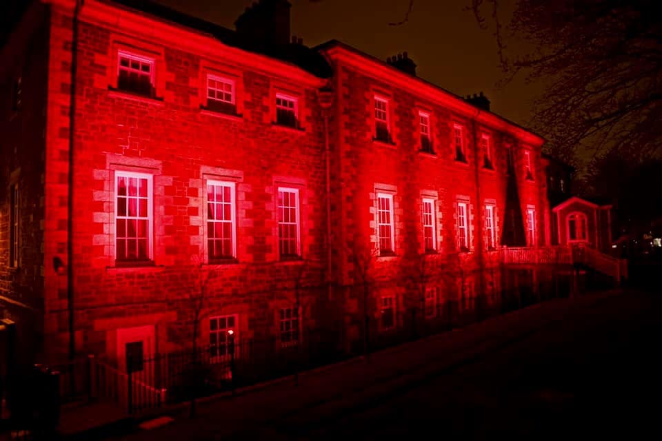 Government House is glowing red tonight as we start Parkinson's Awareness Month.