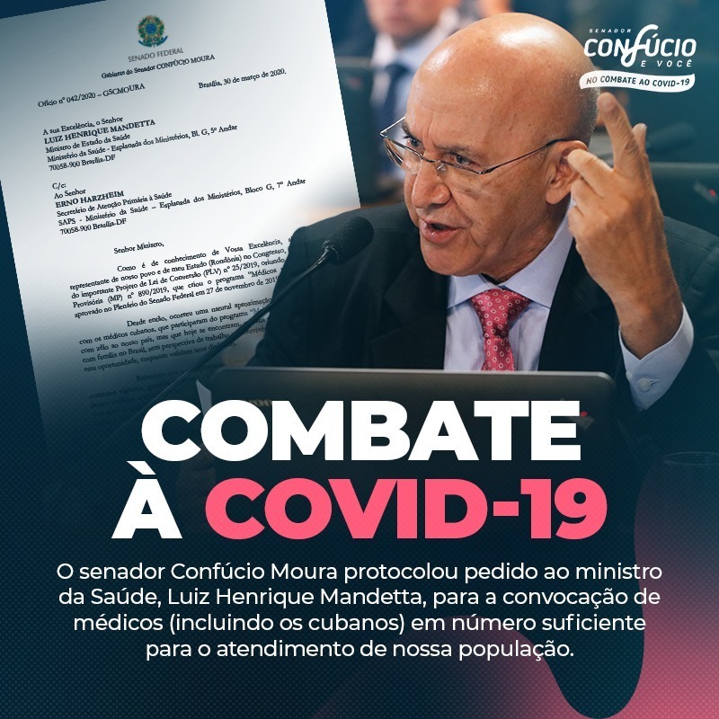 confuciomoura's tweet photo. A convocação de médicos é uma atitude muito acertada, ainda mais neste momento de crise. Endossei ao ministro da Saúde a necessidade de convocar o número suficiente de médicos, inclusive os cubanos.

#SenadorConfucioMoura #Coronavirus #Covid19 #FiqueEmCasa #Rondonia https://t.co/YDsvhpen37