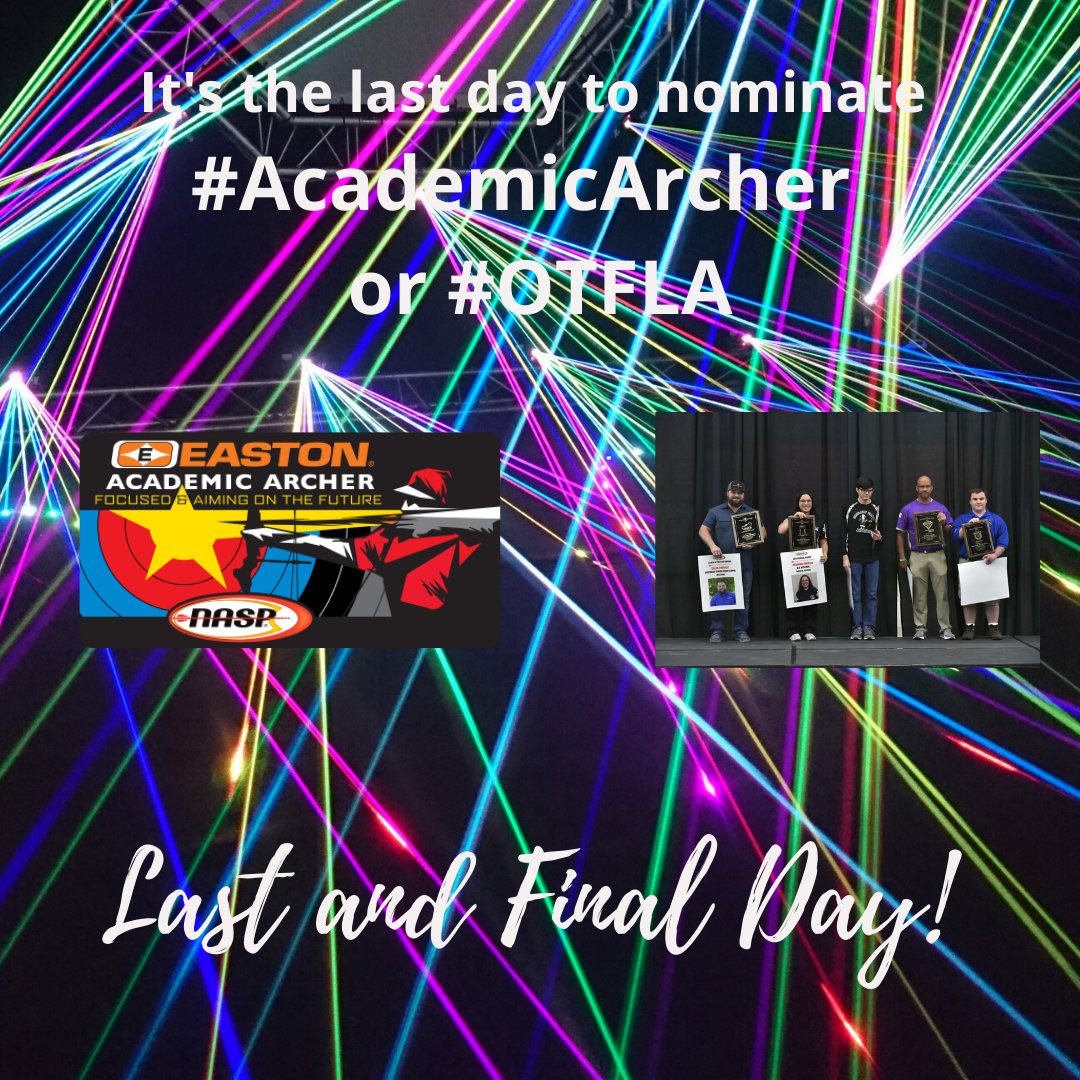 naspschools's tweet photo. Academic Archer and #OTFLA - On Target for Life Awards ENDS TODAY! April 1st 2020-
https://t.co/d8dKPp5DfK and #otfla -visit: https://t.co/LESntmMHEI https://t.co/8aimiacavn