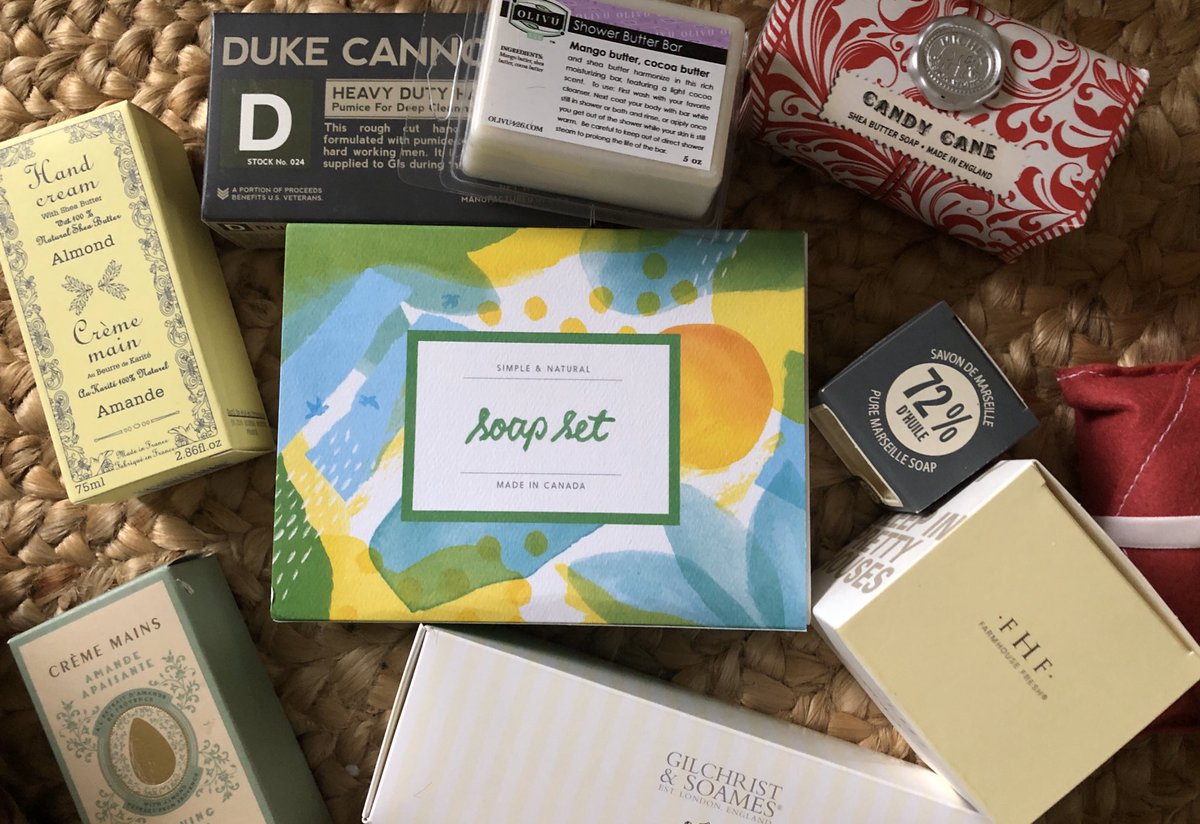 MelanyCAylor's tweet photo. I think I’ve discovered I have a “fancy” soap collecting hobby? #WorldlySoaps #MovingDiscoveries #USA #England #Canada #France #ForeverClean #Weirdo https://t.co/4tAlnBAkaa