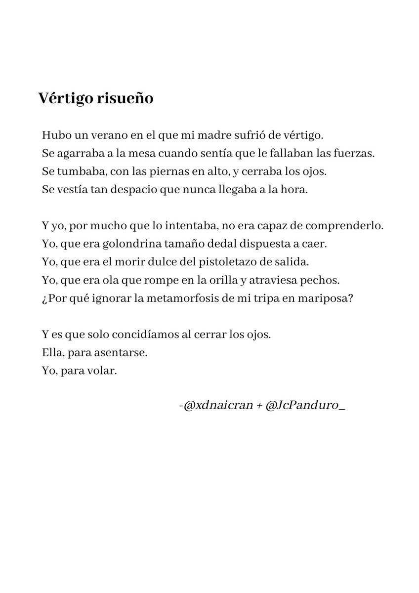 Jcpanduro_'s tweet photo. El #Reto16 del #CampWrite lo comparto con @xdnaicran y qué mágico es compartir un puñado de letras. Aquí va nuestro "Vértigo risueño" 💜 https://t.co/HoWy9Pyi14