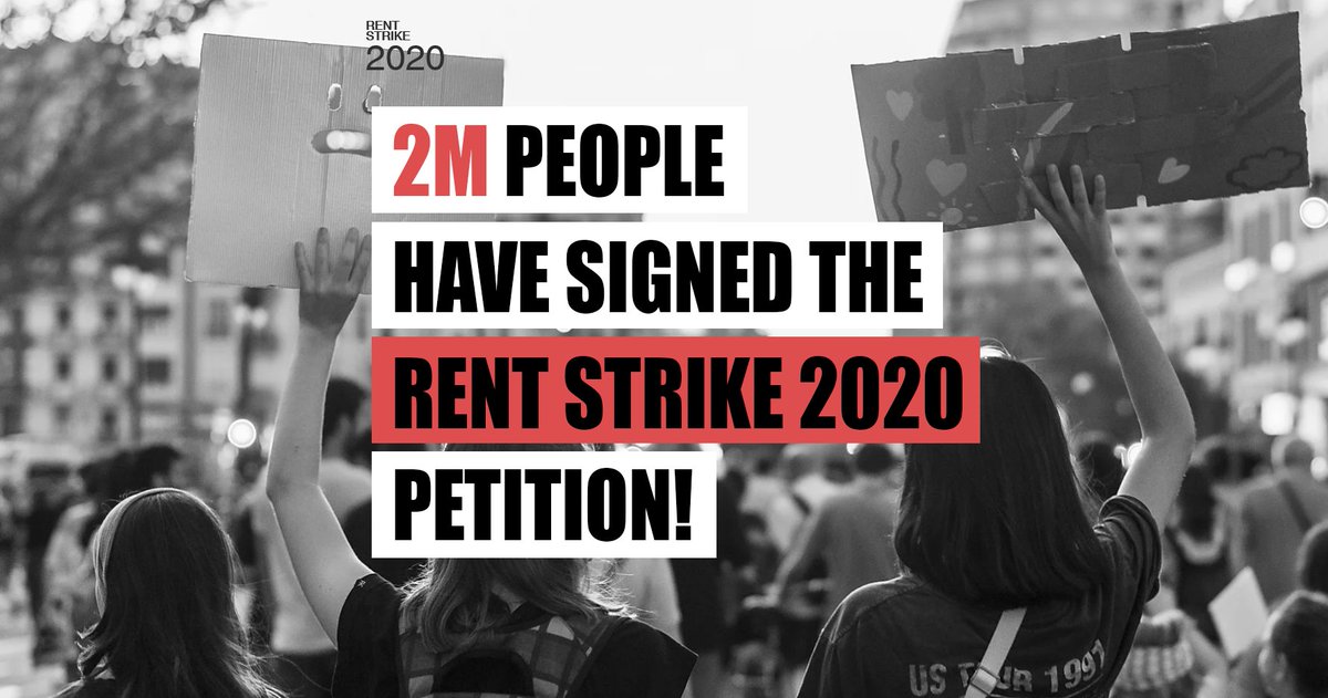 thePrytany's tweet photo. 2M people have signed the #RentStrike2020 petition!
https://t.co/prxrq1vdeF
 
@RentStrike2020 is organized on our sister company @Crowdpac!
 
'Movement to Suspend Rent Collections to Organize on Crowdpac amid #COVID-19 Pandemic': https://t.co/MtntF9H3yW https://t.co/IZ6SuYhzjg