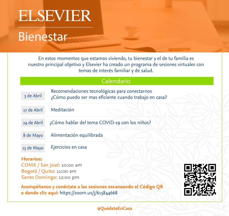 Lo invitamos a participar en las sesiones online de Elsevier para el abril. Esta editorial ha creado un programa virtual con temas de interés familiar y de salud. !No te lo pierdas¡
Liga de conexión a las sesiones: lnkd.in/g6tCxyW
