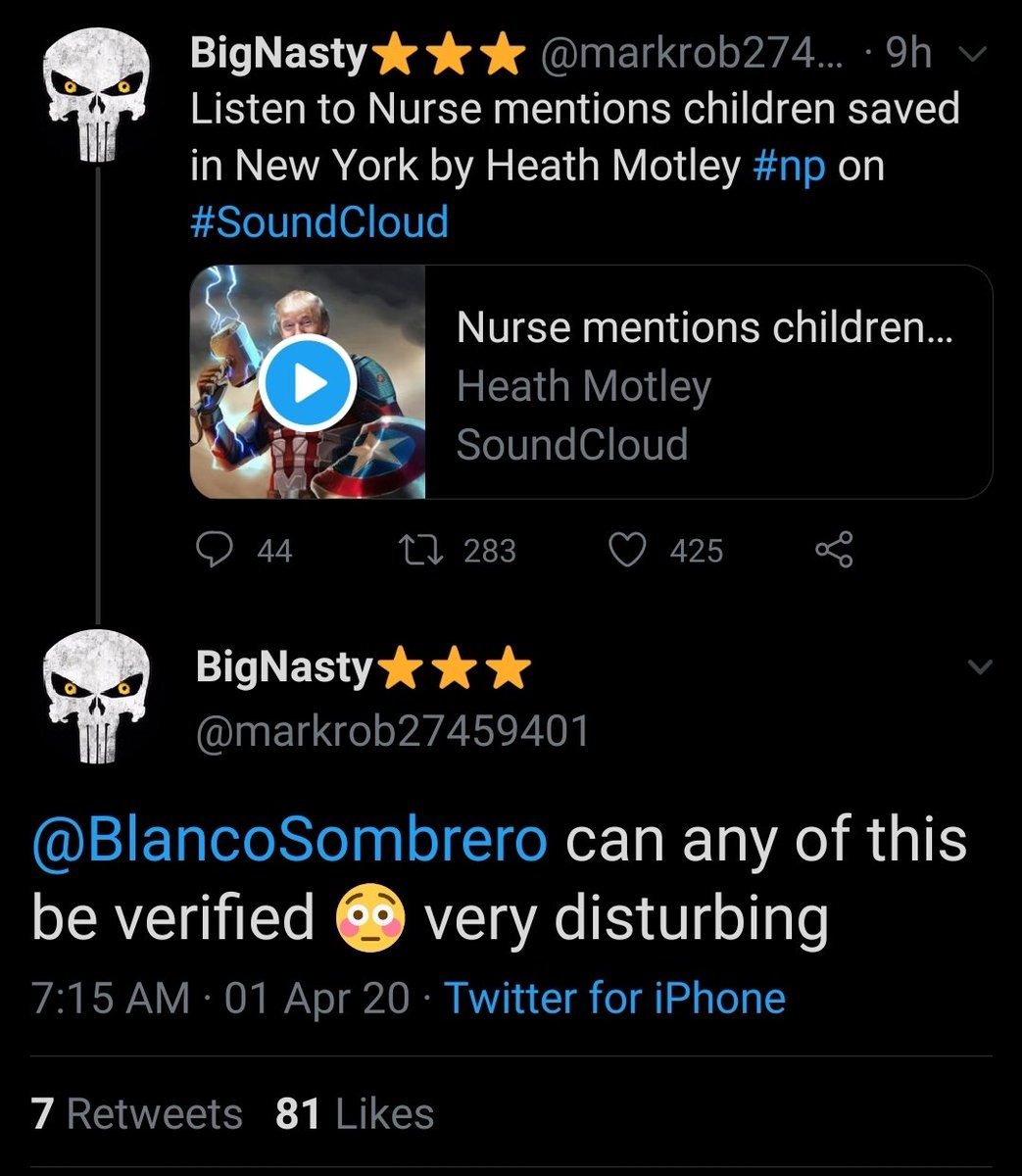 QAnon followers baselessly think that a child rescue operation is happening in Central Park right now. They believe this because of a recording of an unknown man saying that his friend's girlfriend, who is a nurse, knows other nurses who are working in Central Park. 4th hand.