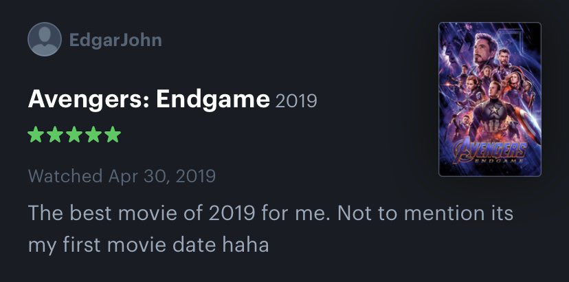 I present to you the full saga of EdgarJohn, beginning with Avengers: Endgame (2019)