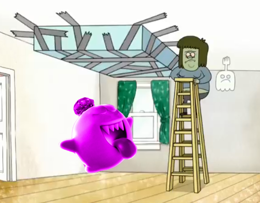 oh look hand gost is with greem man