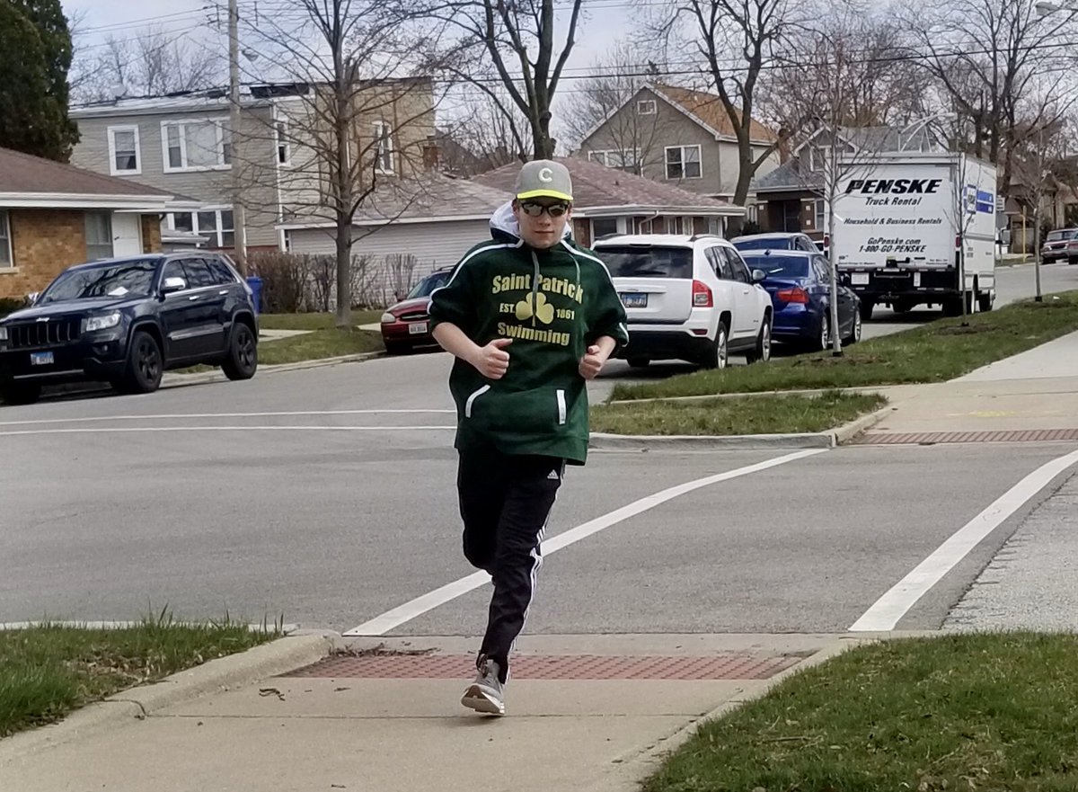 SaintPatrickHS's tweet photo. Here are just a few of our Shamrocks who participated in #WorkoutWednesday. We’ve got more photos on our Facebook page and videos on Instagram too. The gift card winner is Emilio Bedon ‘22! Great work, everyone! #CyberShamrocks #ShamrockStrong https://t.co/Wt1OEzVJqN
