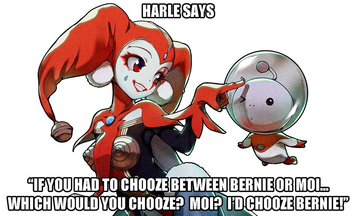 WaifuBernie's tweet photo. Harle supports @BernieSanders!
#Bernie2020 #ChronoCross #Harle #Tsukuyomi #Waifu #45CharactersAndShesTheOnlyOneILike #AndSheGetsIcedOffscreen https://t.co/Px675helgN
