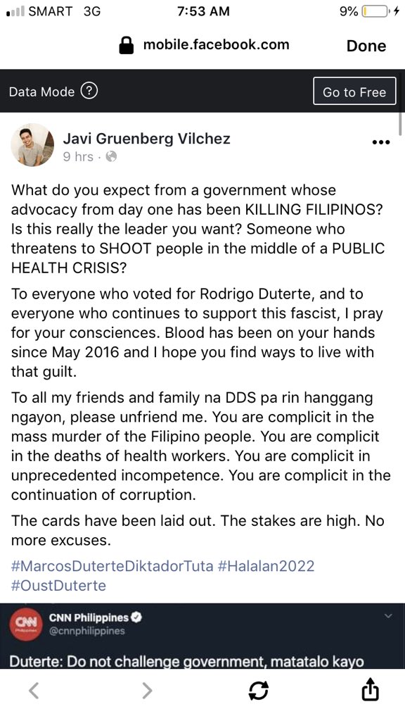 BBAshley_'s tweet photo. Very well said. Basahin niyo kasi ang buong context. Media? Pinapalala lang nila ang balita. Puro quote lang ng post na nagpapaiba sa meaning. I am against these hashtags: #OustDuterte #DuterteResign https://t.co/6B0gIbSGHX